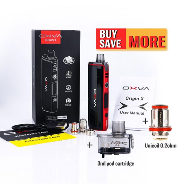 {Special offer}OXVA Origin X Kit+3ml pod Cartridge(2pc)+Unicoil 0.2ohm (5pc)